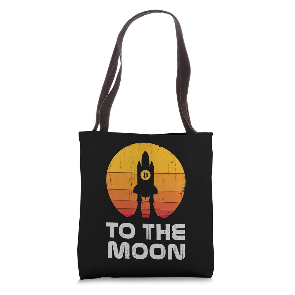 Bitcoin To The Moon Btc Rocket Crypto Currency Blockchain Tote Bag -_-